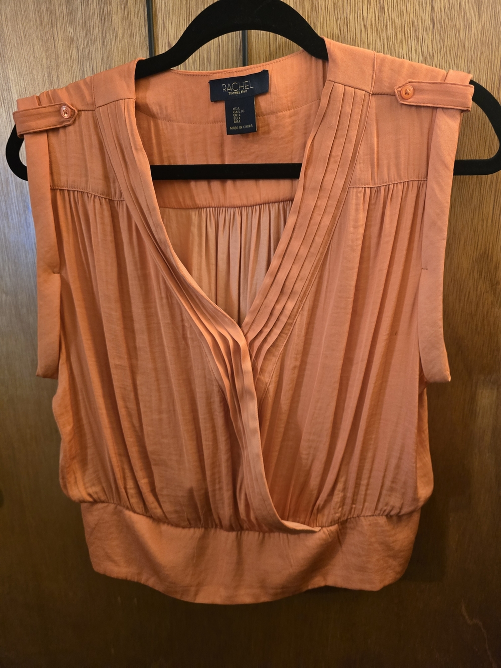 RACHEL Rachel Roy Coral Pleated V-Neck Sleeveless Camisole